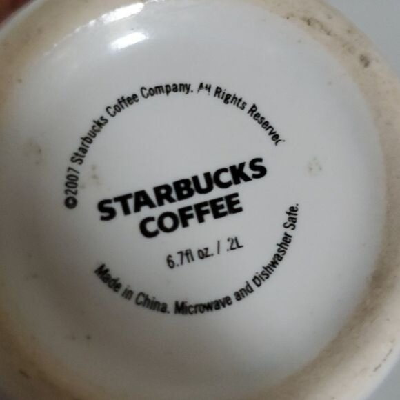 2007 WHITE Starbucks Coffee 6.7 oz Espresso Cup Mug Ceramic Green Siren - Picture 8 of 9